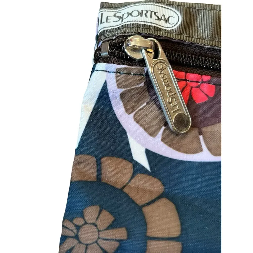 Le Sportsac Classic 1-Zip Cosmetic Pouch Make Up Bag Floral Geometric 7x8.5”